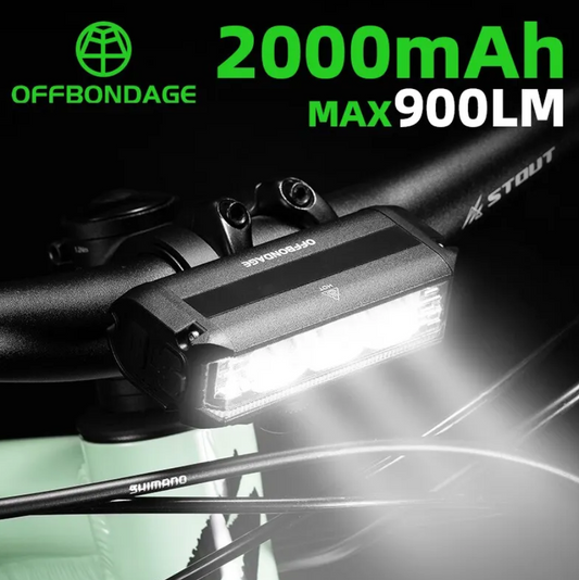 Lampe vélo 900 Lumens 2000 mAh étanche portée 200 mètres