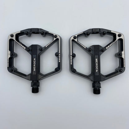 Wide bike pedals with cleats, MTB, cycling, aluminum, easy to assemble 