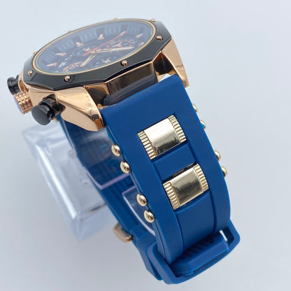 Montre LIGE Cadran 46mm Bleu mouvement Quartz avec Chronographe Résistante à l'eau