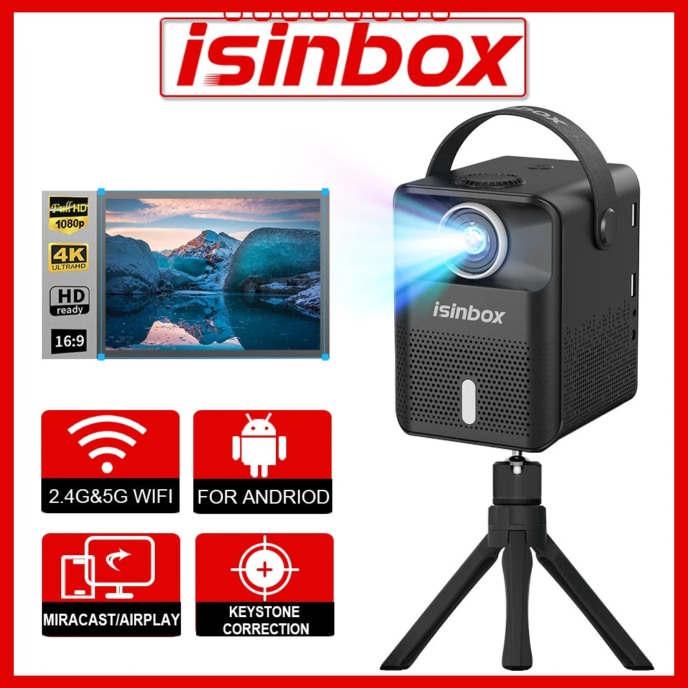 Portable Projector 1280x720 5000 Lumens - ISINBOX X8 - High Definition and Complete Connectivity for Entertainment