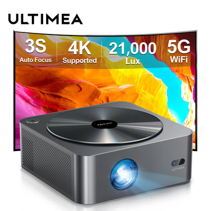 Ultimea Native 1080P 21000 Lumens Full HD Projector - High Brightness, Auto-Focus, 6D Keystone Correction, 5G WiFi