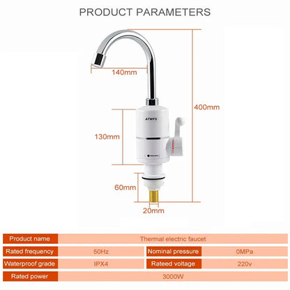 Chauffe-Eau Électrique Instantané 3000W - Eau Chaude Immédiate