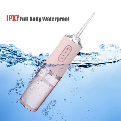 Portable Dental Water Flosser - USB Rechargeable Water Flosser with 4 Tips, 220ml, 3 Modes 